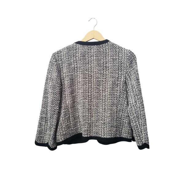 Kate Spade Scalloped Open-front Tweed Jacket Black/White - Picture 5 of 10